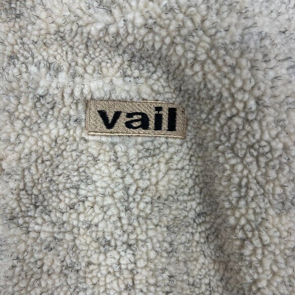 Vail Colorado Fleece Vest Mens XL Full Zip Pockets Cream Vintage - Picture 4 of 14